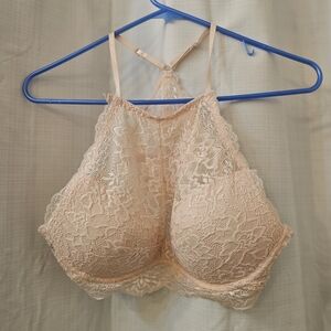 Elegant Lace Halter Bralette - Cream